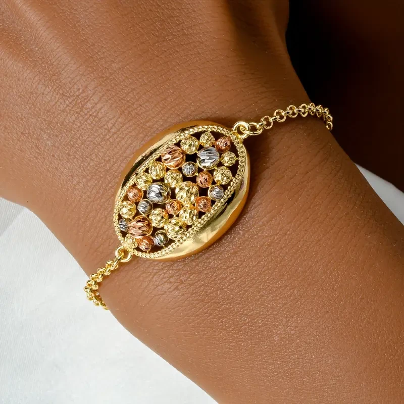 A Popular Set of Women'S Jewelry Including a Golden Copper Necklace Pendant