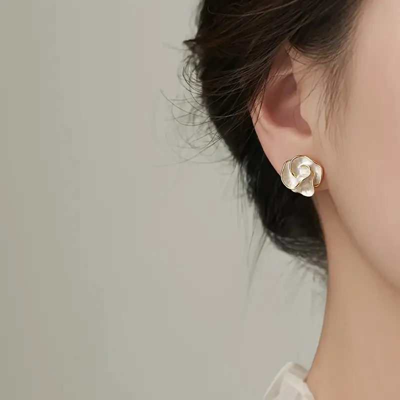 Elegant Camellia Flower Stud Earrings