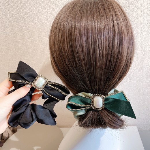 Women's Fabric Bow Knot Chain Hair Tie Temperament Headwear