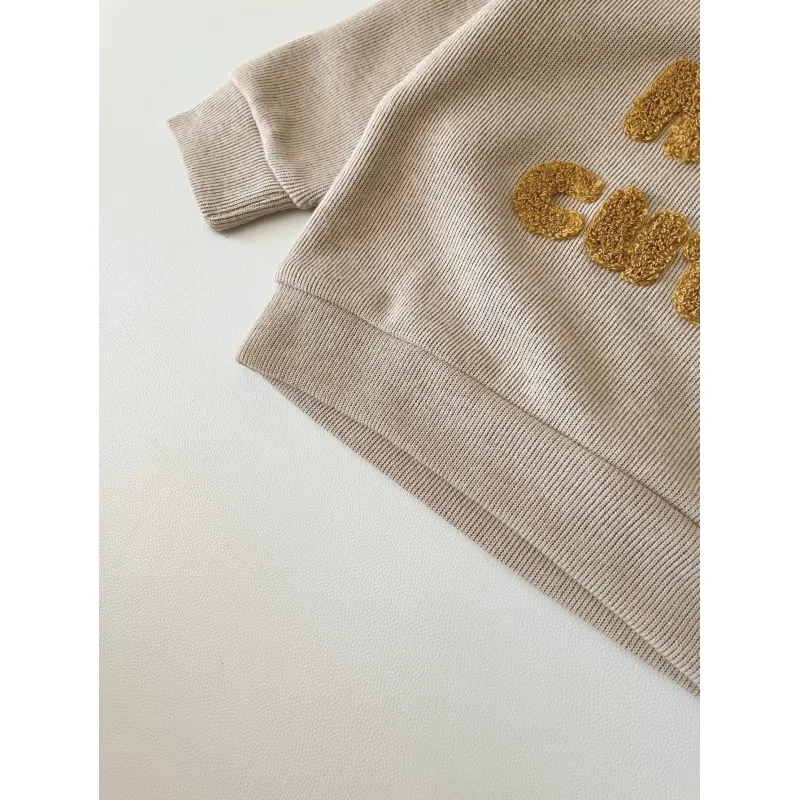 Spring And Autumn Newborn Alphabet Embroidery Baby Long Sleeve Two-piece Suit