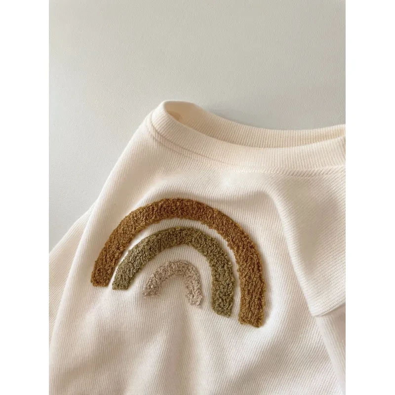 Spring And Autumn Newborn Alphabet Embroidery Baby Long Sleeve Two-piece Suit