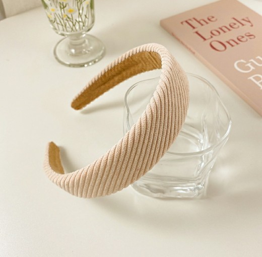 Wide Version Thick Solid Color Striped Plaid Headband