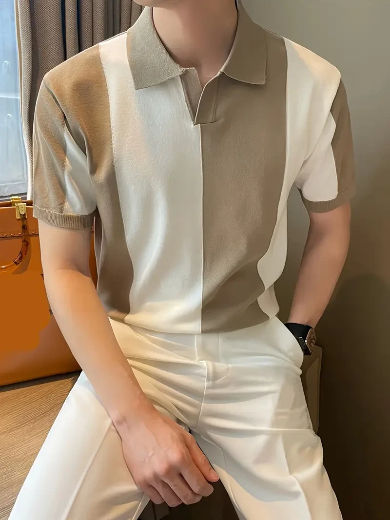 Mens Color Block Golf Shirt