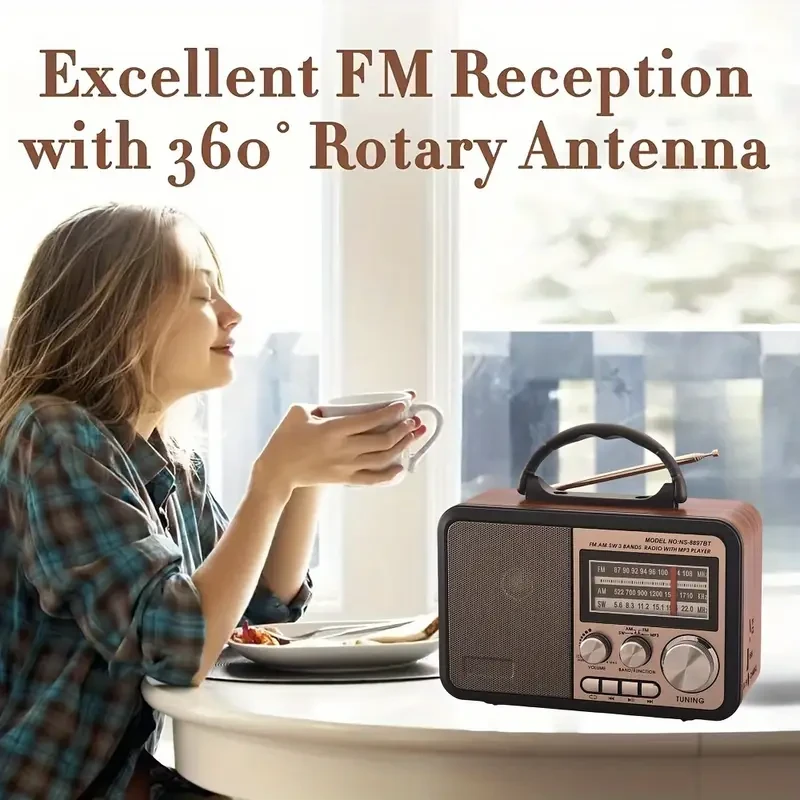 Vintage-Style Multifunctional Speaker with AM/FM/SW Radio