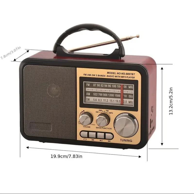 Vintage-Style Multifunctional Speaker with AM/FM/SW Radio