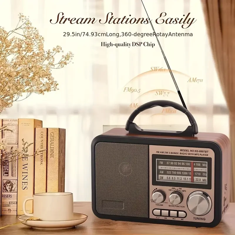 Vintage-Style Multifunctional Speaker with AM/FM/SW Radio