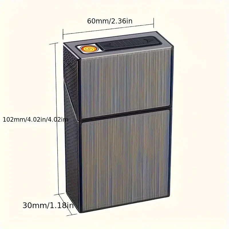 2-In-1 USB Rechargeable Lighter & Cigarette Case - Stylish Mens 20-Cigarette Holder, Moisture-Proof & Durable