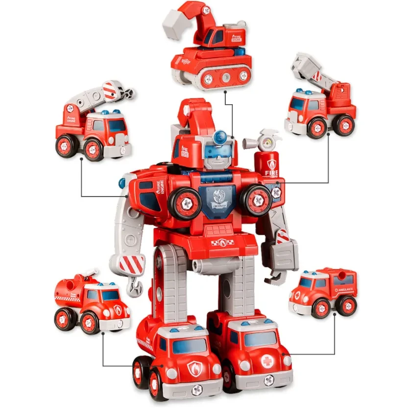 Children's Educational Creative Assembling Toy Car Five-in-one Robot
