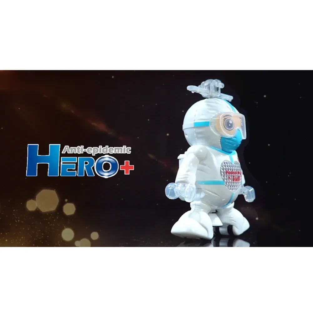 Anti-epidemic Hero Robot With Acousto Optic Infrared Automatic Dancing Toy