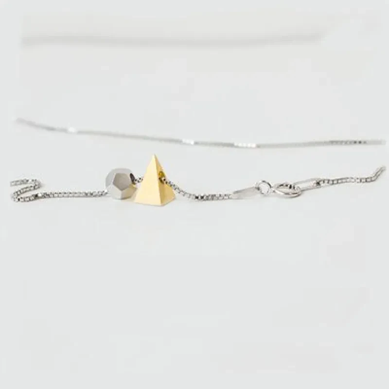 Silver gilded sketch geometry pendant