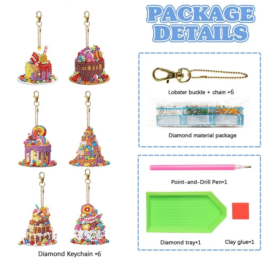 DIY Diamond Painting Keychain Cake Double-side Paste Handbag Pendant