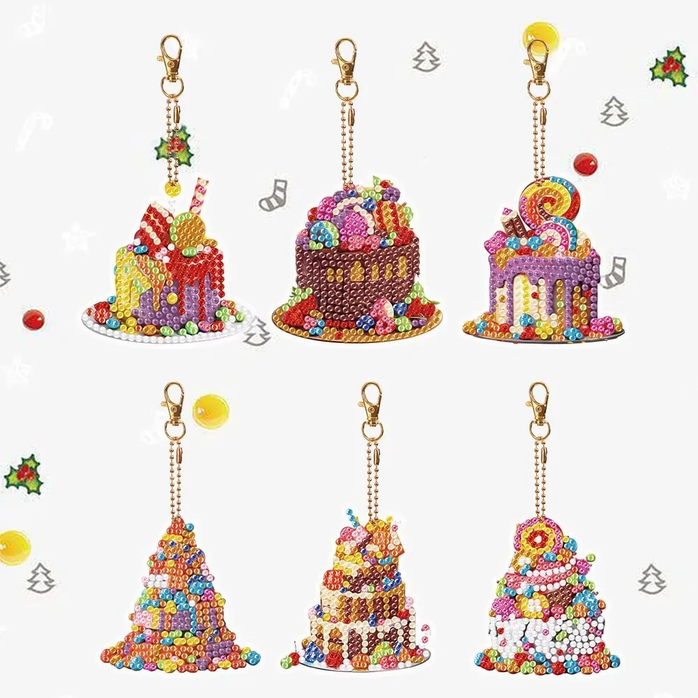 DIY Diamond Painting Keychain Cake Double-side Paste Handbag Pendant