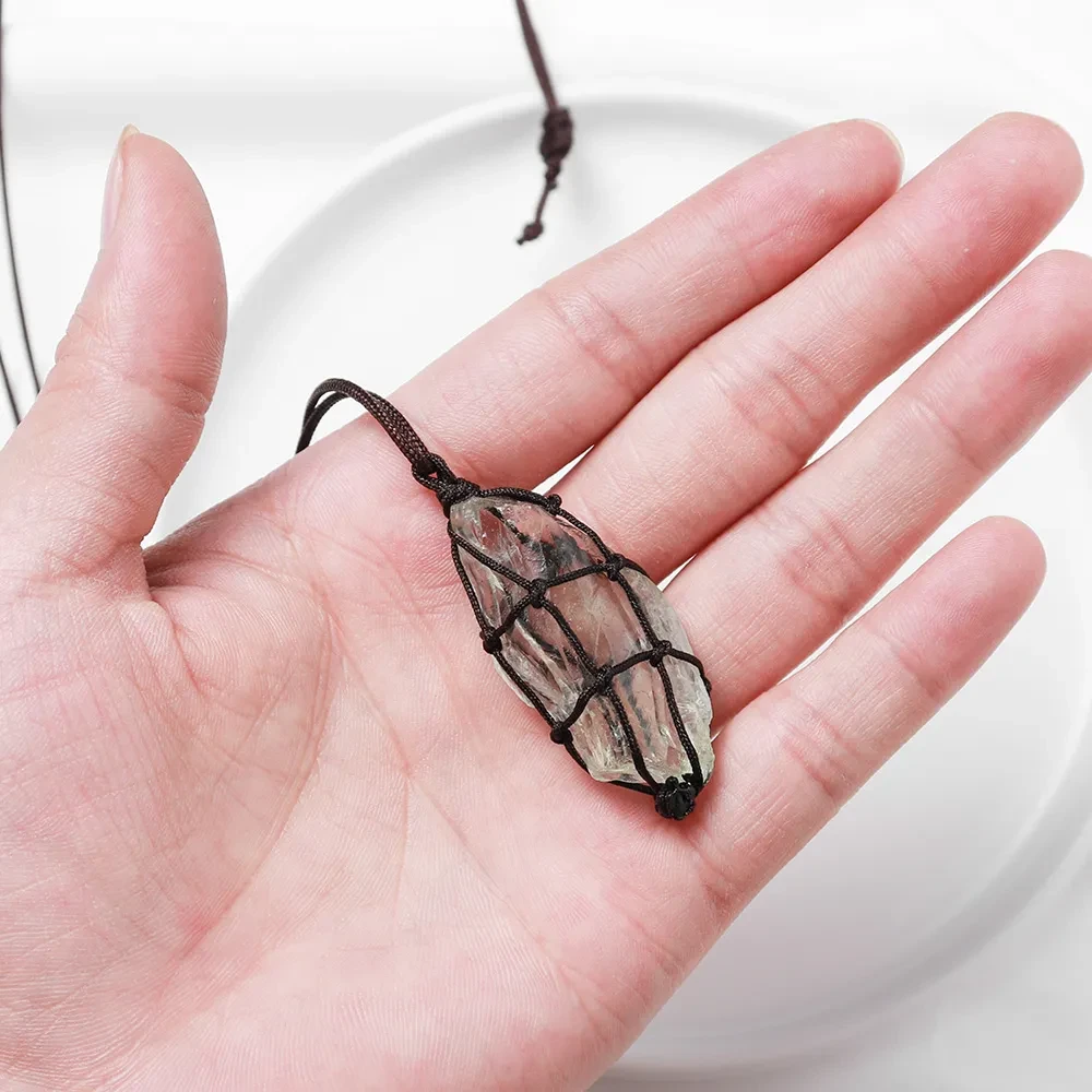 Woven Mesh Pendant Necklace Power Stone