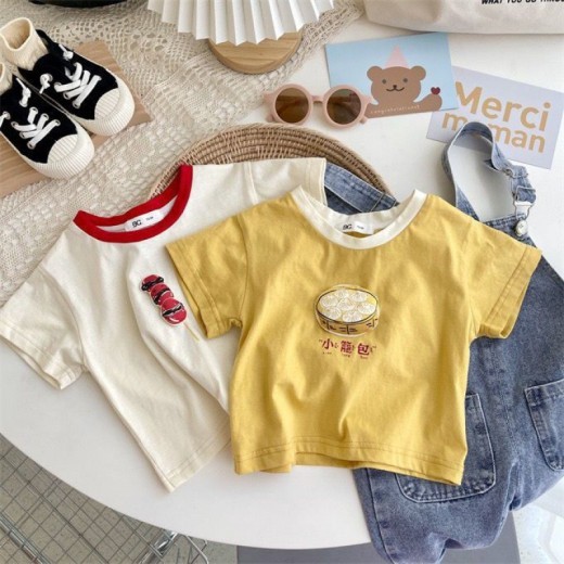 Summer New Versatile Girls' Short-sleeved Casual Round Neck