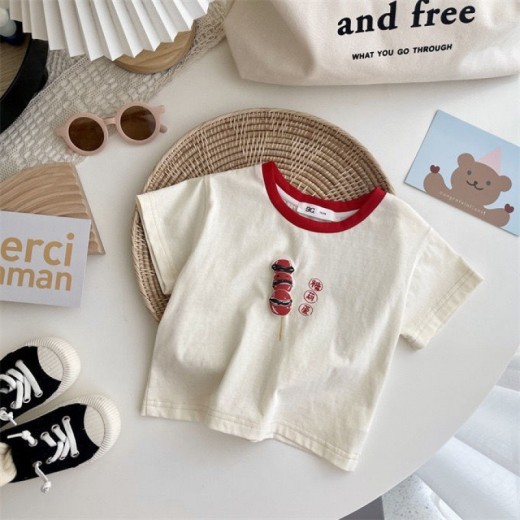 Summer New Versatile Girls' Short-sleeved Casual Round Neck