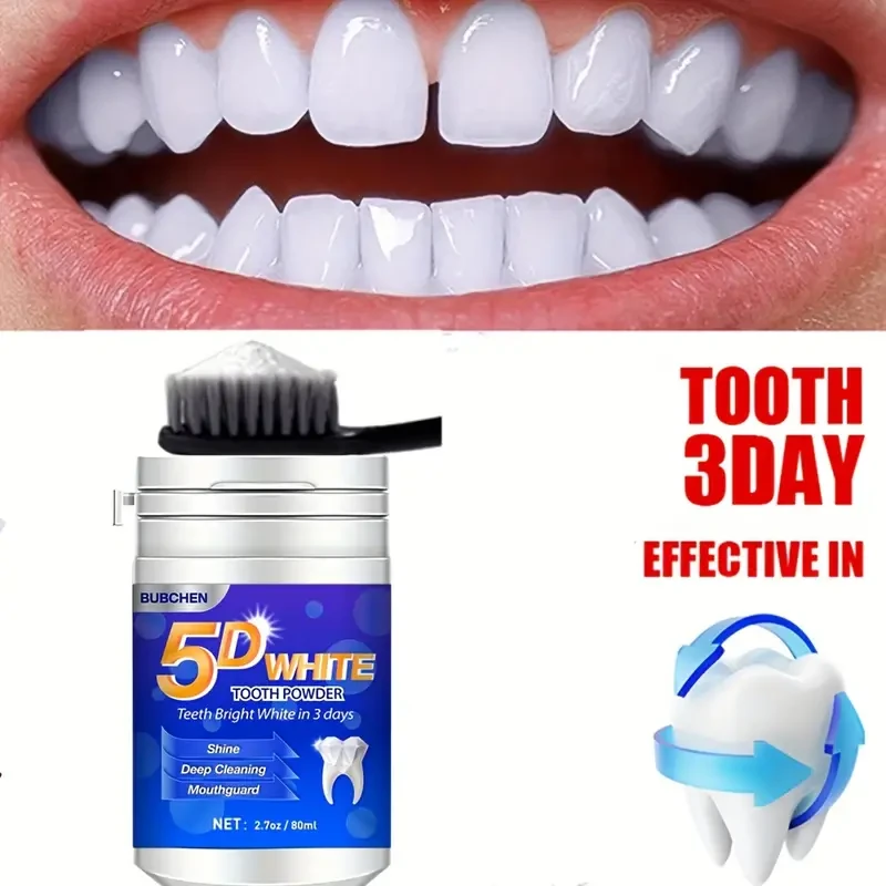5D White Tooth Powder - Deep Cleaning and Fresh Breath Powder for Oral Health & Hygiene