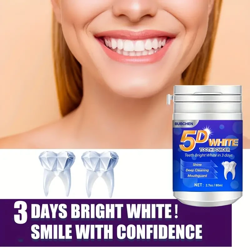 5D White Tooth Powder - Deep Cleaning and Fresh Breath Powder for Oral Health & Hygiene