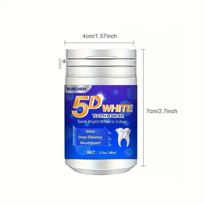 5D White Tooth Powder - Deep Cleaning and Fresh Breath Powder for Oral Health & Hygiene