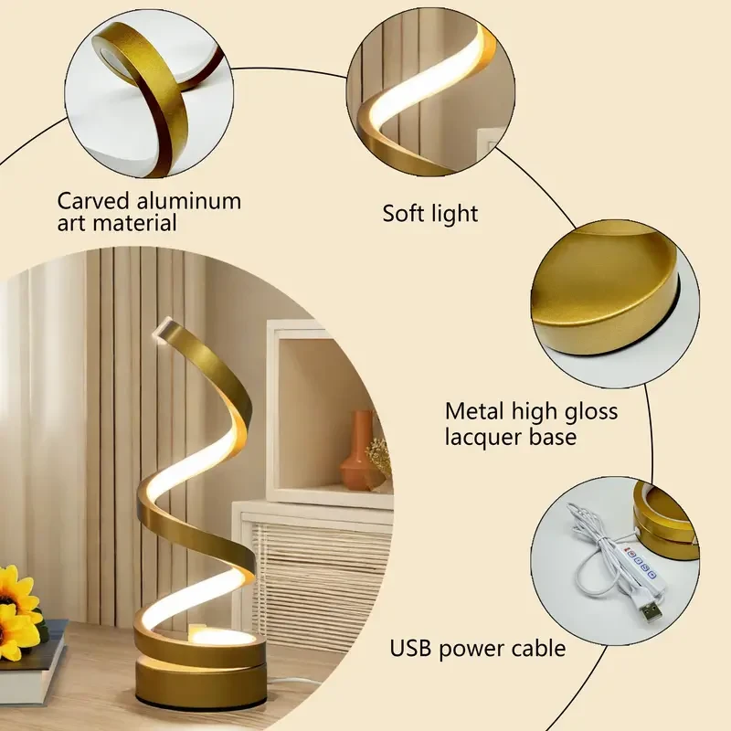 1pc Spiral Lamp - Versatile USB Lamp for Office, Bedroom, and Living Room