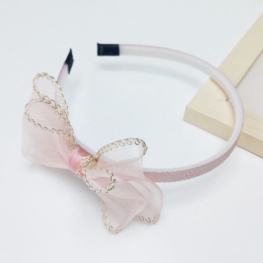 New Children's Mesh Gold Edge Bow Headband