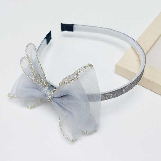 New Children's Mesh Gold Edge Bow Headband