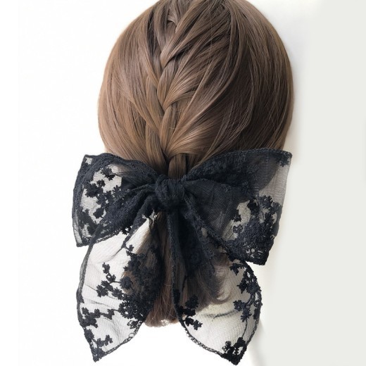 All-match Handmade Black And White Lace Bow Hairpin