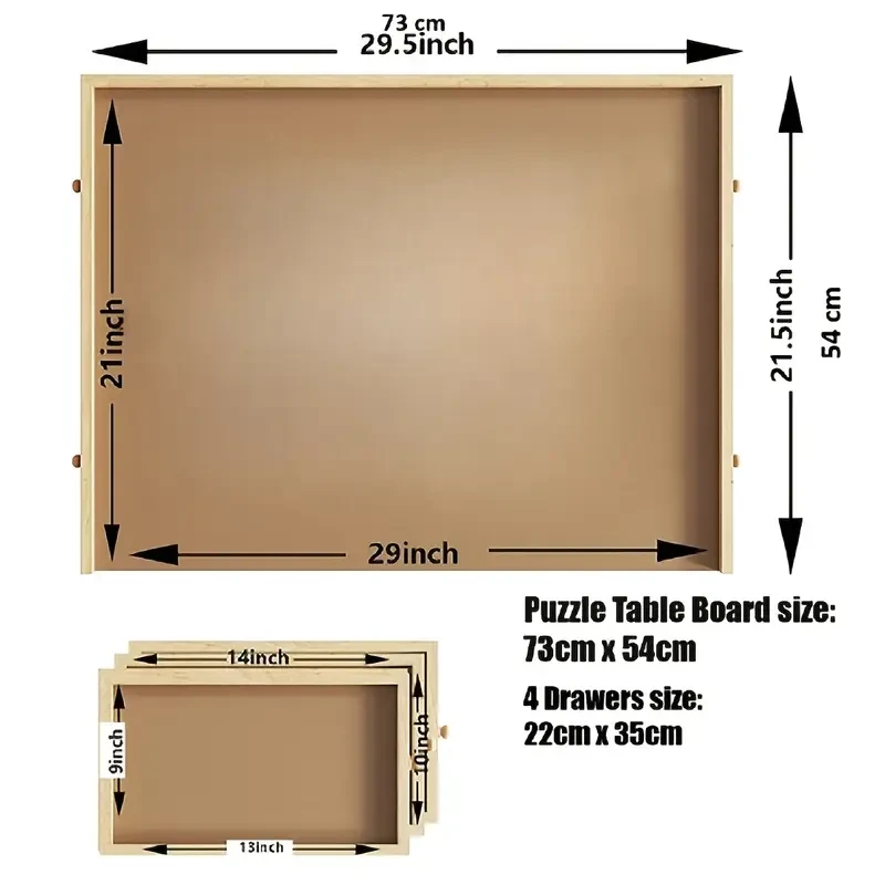 Wooden Jigsaw Puzzle Table with 4 Drawers