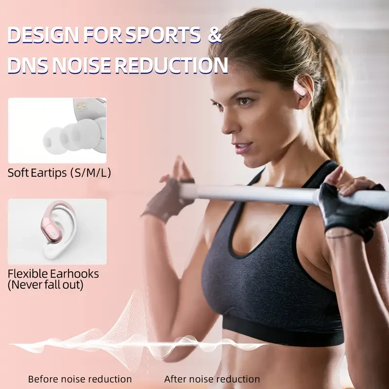 Sport Wireless Earbuds - BT TWS Headphones with LED Display & CVC 8.0 Noise Cancelling Mic for iPhone & Android