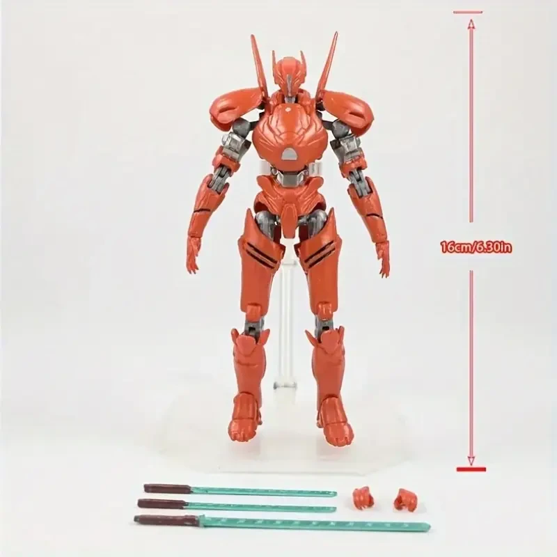 1pc Poseable Robot Model with Interchangeable Accessories, Made of PVC