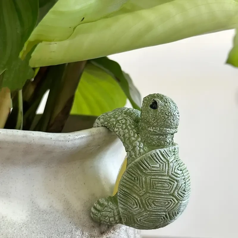Whimsical Cartoon Turtle Resin Hanging Planter