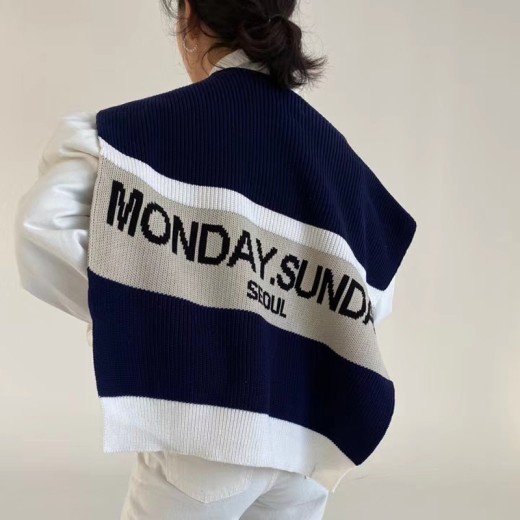 Knitted Large Shawl Letter Fake Sweater Large Size Outside