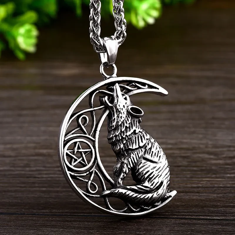 Viking Wolf Stainless Steel Punk Pendant