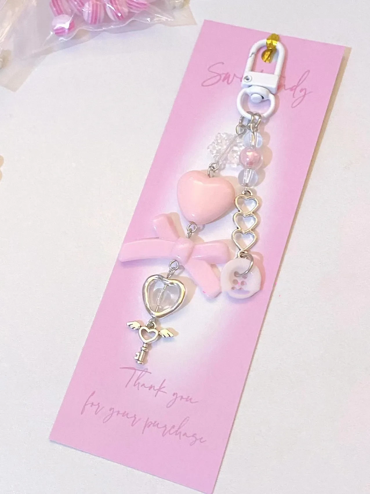 Ins Girl Love Gooben Necklace Keychain