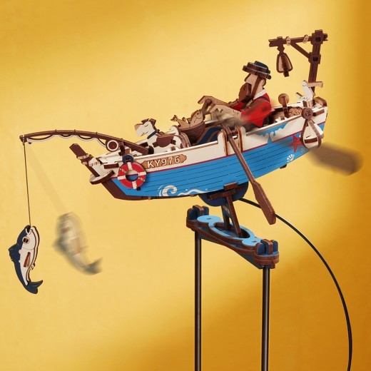 ROKR Sky Captain Ocean Fi Sher 3D Wooden Puzzle Gravity Swing Mechanical Model Kit Gift