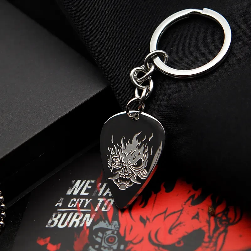 Couple Titanium Steel Band Picks Keychain