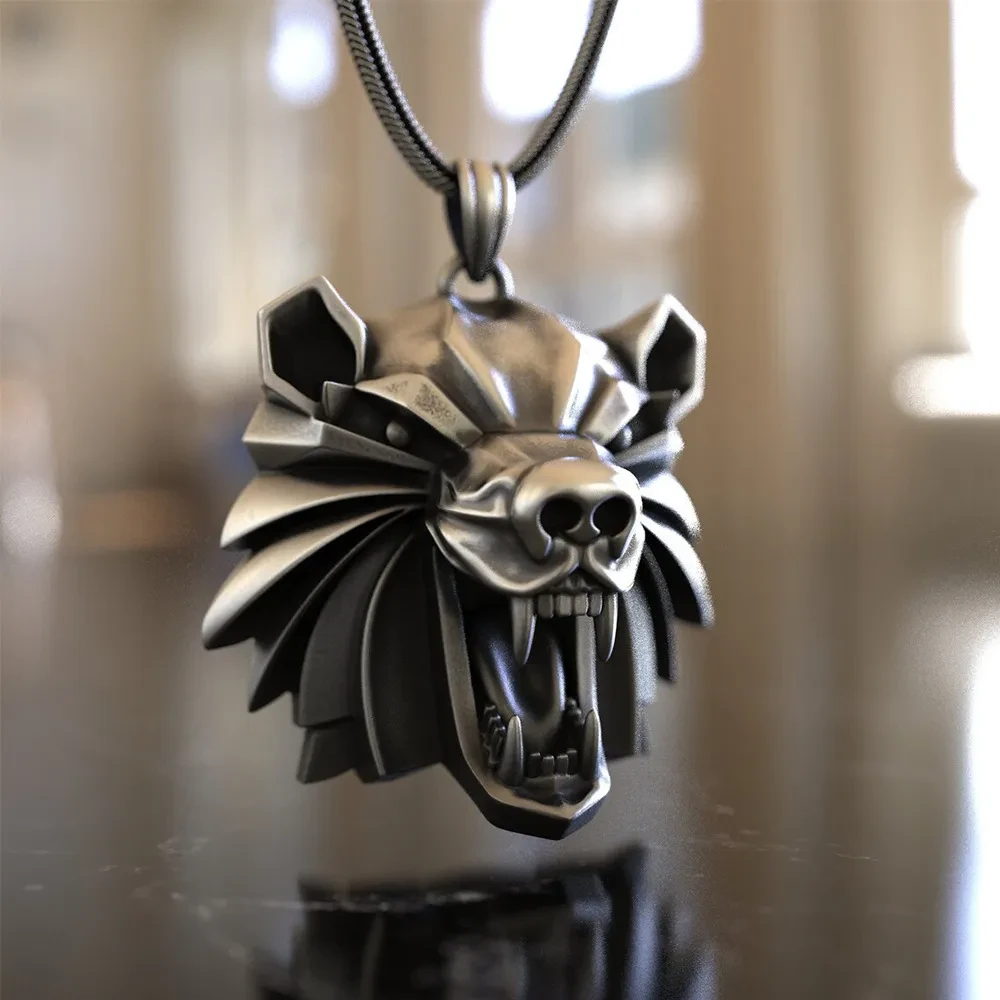 Nordic Viking Brown Bear Head Pendant Necklace