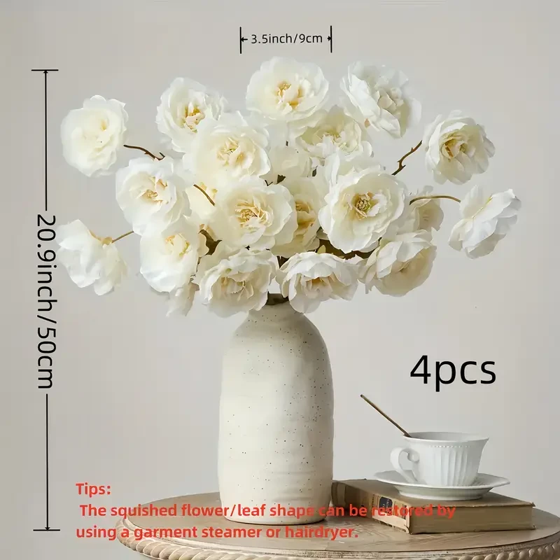 20pcs Elegant White Peony Artificial Flowers