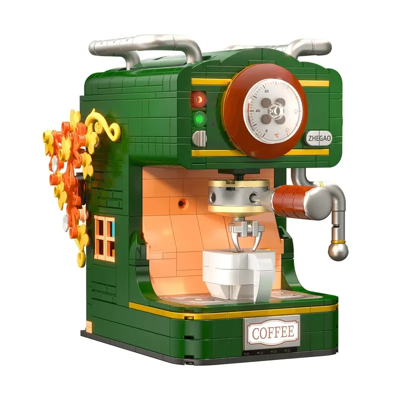 Vintage Retro ABS Plastic Self-Assembly Coffee House Building Blocks