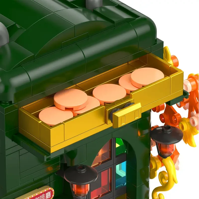 Vintage Retro ABS Plastic Self-Assembly Coffee House Building Blocks