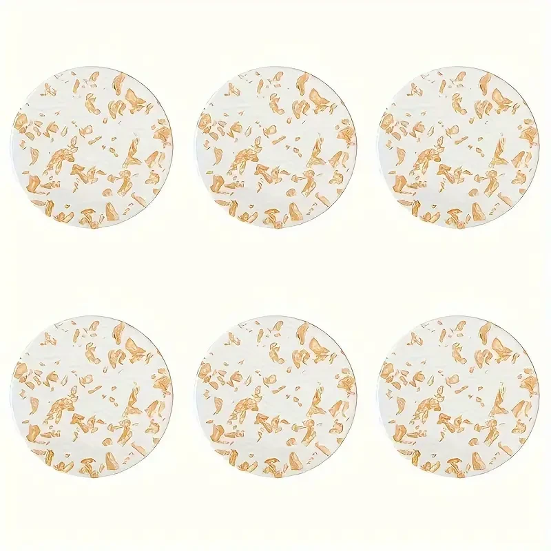 6pcs Luxury Golden Foil Acrylic Coaster Set