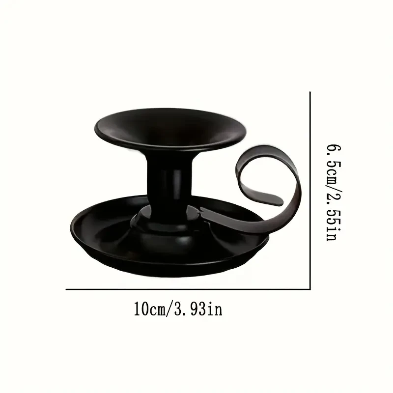 1pc Elegant Black Metal Candle Holder