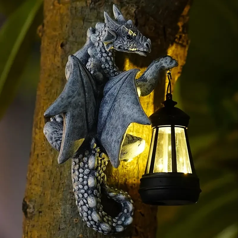 Solar-Powered Hanging Dragon Lantern