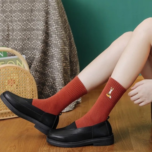 Women's Fashion Thin Embroidery Silk Socks