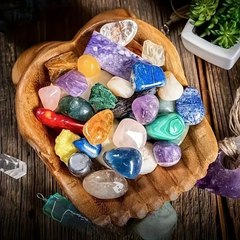 Chic Wooden Handheld Bowl with Crystal Accents