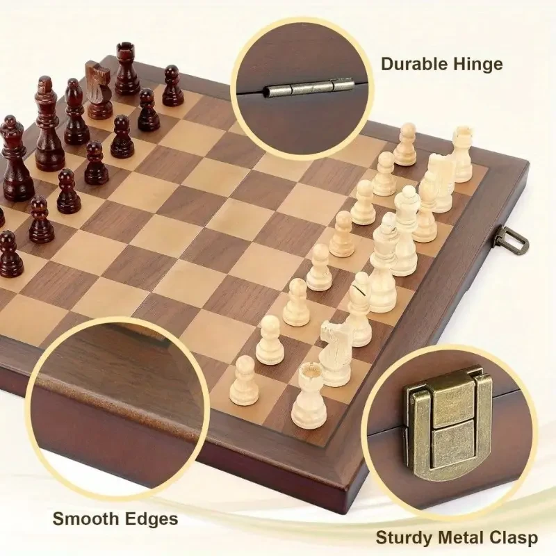 Wooden Chess Set Foldable, 38.1cm/15inch