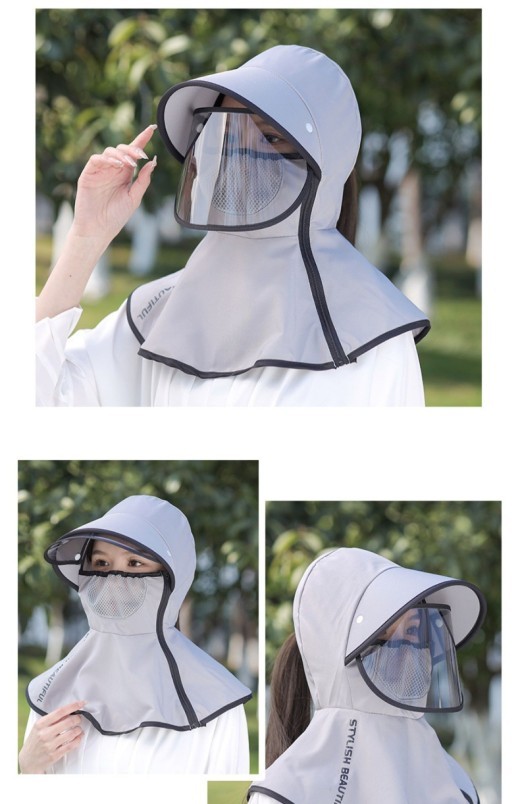 Women's Summer Wide Brim Biking Face-covering Mask Sun Protection Hat