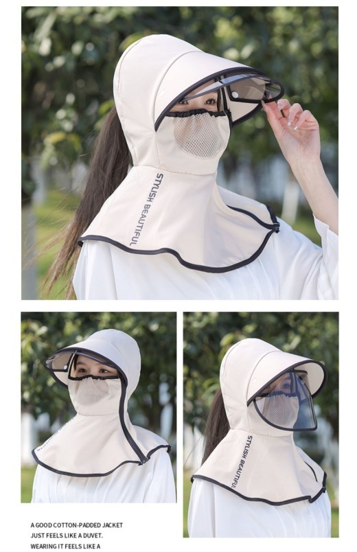 Women's Summer Wide Brim Biking Face-covering Mask Sun Protection Hat