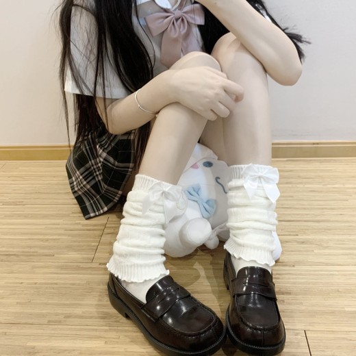 Cute Bow Solid Color Foot Sock