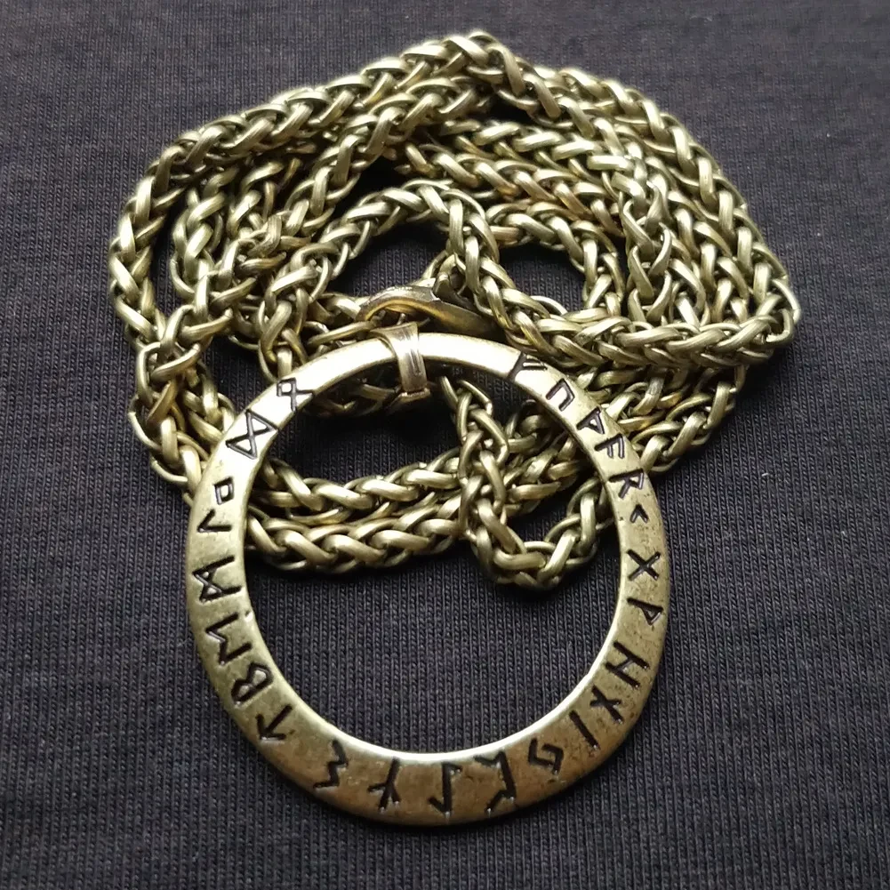 Foreign Trade New Product Antique Silver Pendant Elder Luna Rune Viking Necklace Lover Fashion Gift Factory Direct Sales