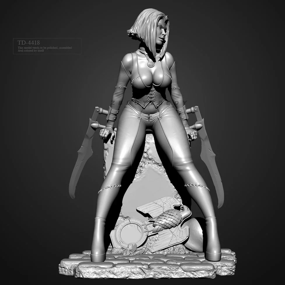 50mm & 75mm Resin Model Kits Beauty Figure Colorless & Self-Assembled